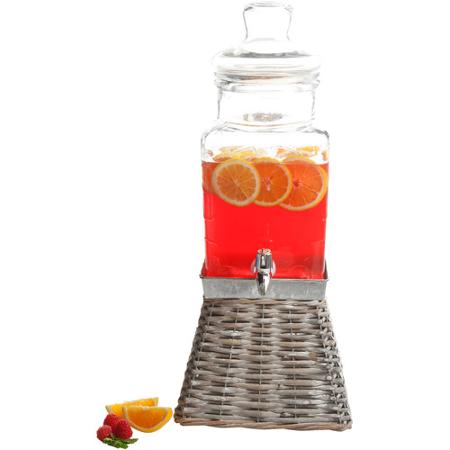Gibson Home Tolleson 1.32 gal Glass Drink Dispenser with Square Basket Base—$14.97!
