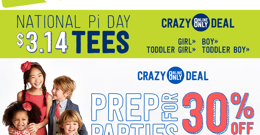 It’s National Pi Day! Get $3.14 Tees at Crazy 8!