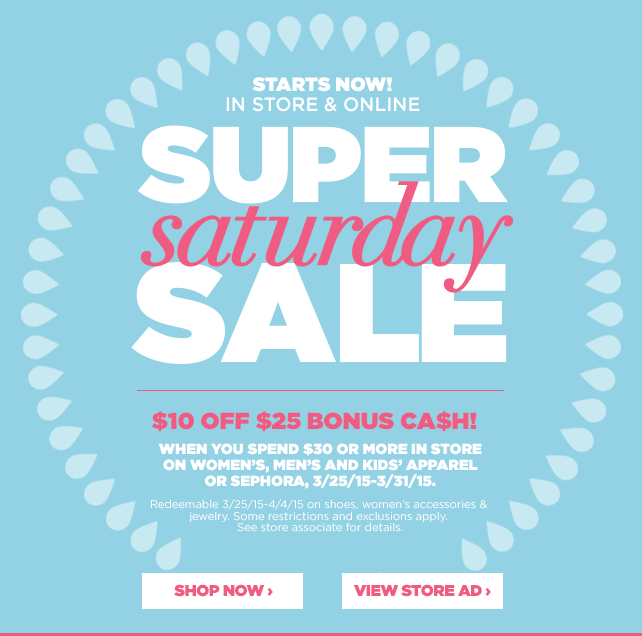 JCPenney Super Saturday Sale Starts Now | $10 off $25 Online and In Stores!