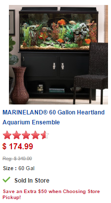 *HOT* 60 Gallon Aquarium With Stand Only $124.99 + FREE Pickup!