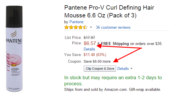 *HOT* Pantene Pro-V Curl Defining Hair Mousse 3-pack Only $.57!! (Amazon Add-On)