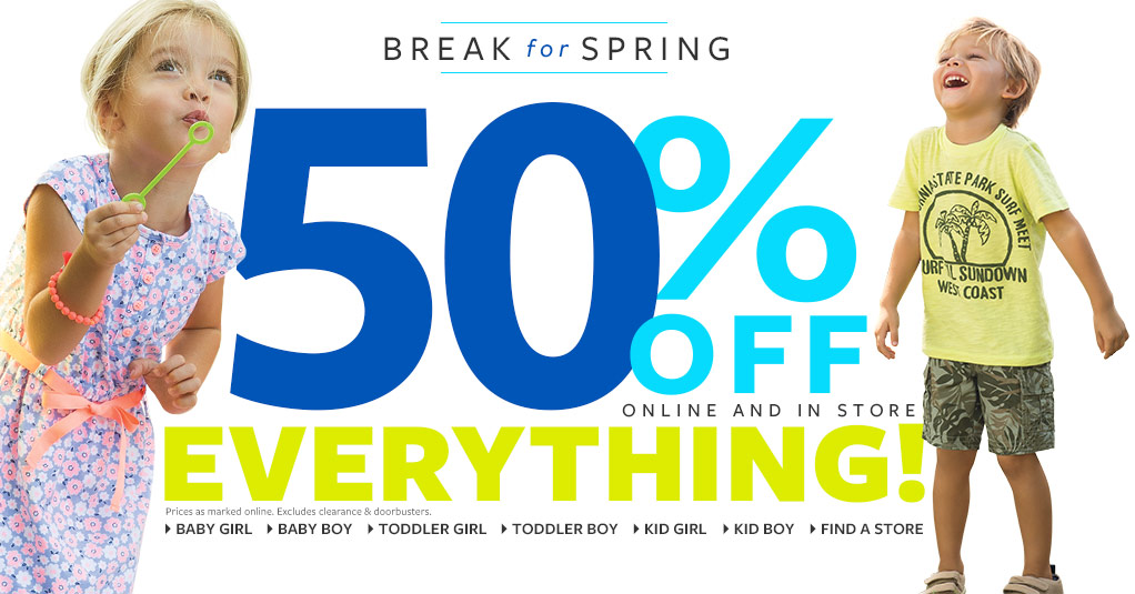 50% Off Everything at Carter’s and OshKosh | Swimwear, Shoes, PJs, and MORE!