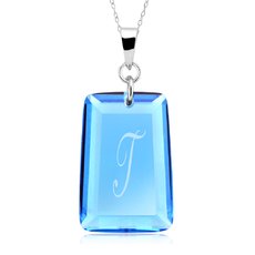 Swarovski Aquamarine Engraved Initial Pendants—$9.99 Shipped!