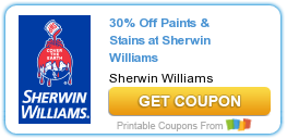 Save 30% on Paints and Stains at Sherwin Williams and 15% Off Supplies!