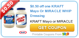 New Kraft Mayo or Miracle Whip Coupon!