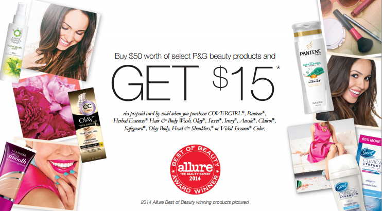 $15 P&G Rebate | Includes Covergirl, Pantene, Olay, and MORE!