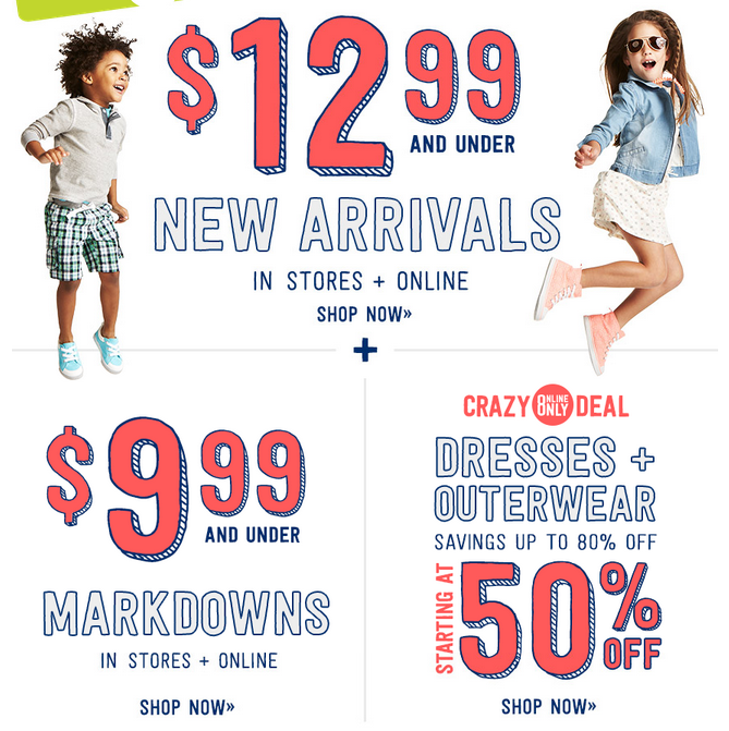 $12.99 and Under Sale at Crazy 8 + 50% off Outerwear + $9.99 Dresses!