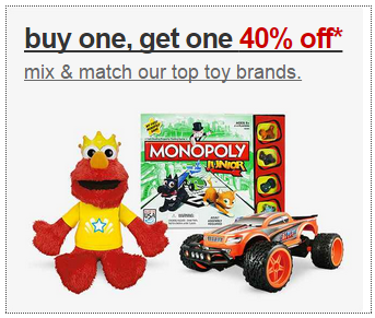 Select Toys at Target BOGO 40% Off!