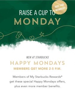 30% Off Starbucks Purchases 2-5 Today Only for My Rewards Members!
