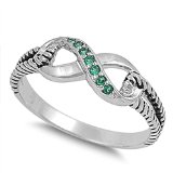 Sterling Silver Rope Emerald CZ Infinity Ring—$15.19 Shipped!