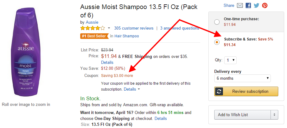 *HOT* 6 Aussie Moist Shampoos for $8.37 Shipped! ($1.40 each)