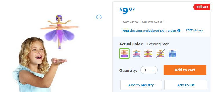 Evening Star Flutterbye Fairy Only $9.97!