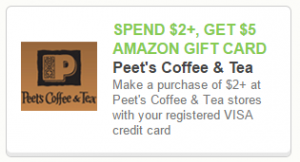 Spend $2 at Peets Coffee, Get a $5 Amazon Gift Card!