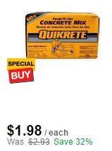Quikrete 60 lb Bags Only $1.98 Each + Free Pickup! (Limit 60)