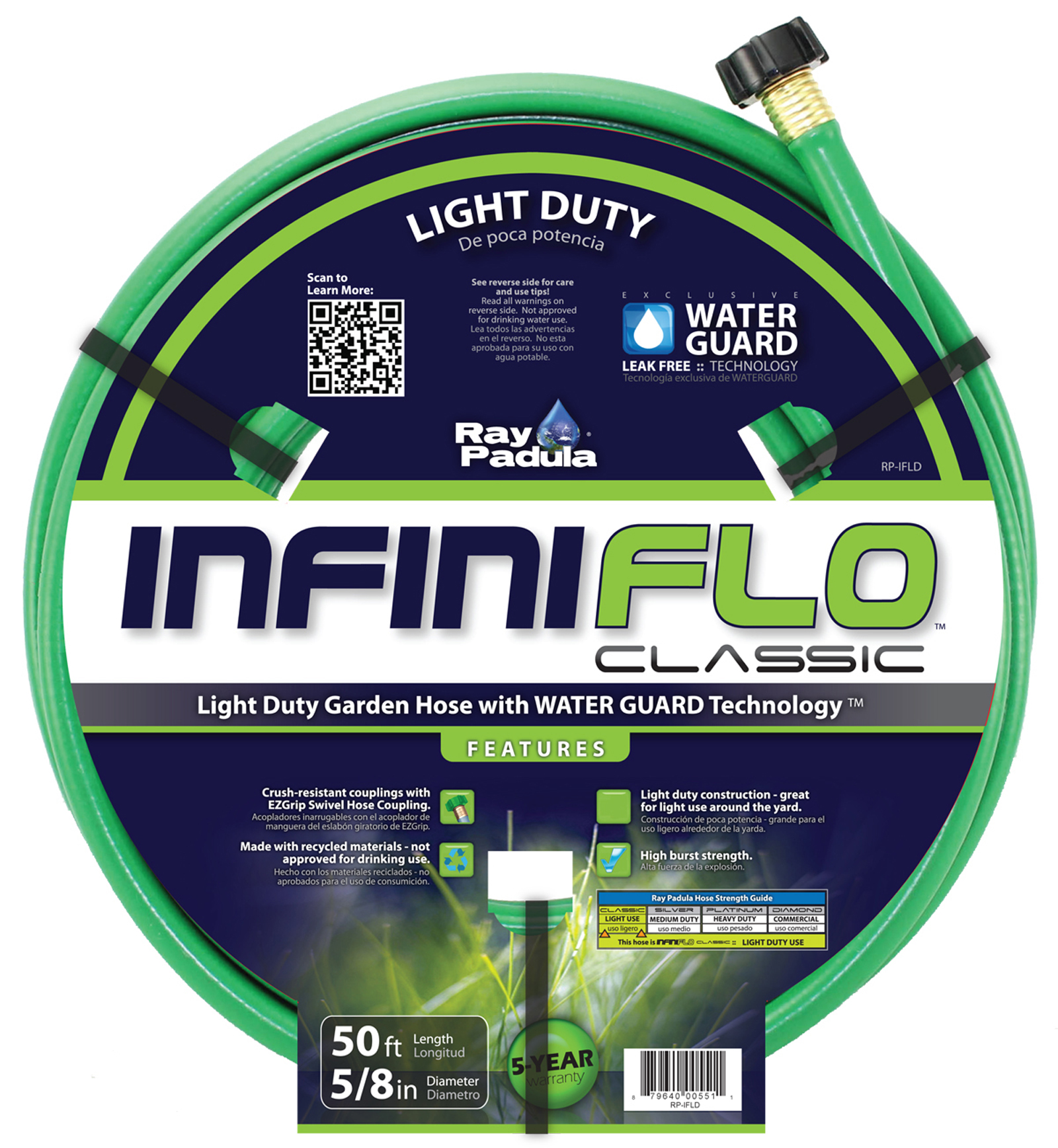 InfiniFlo Classic Light Duty 5/8” x 50’ Garden Hose—$6.99