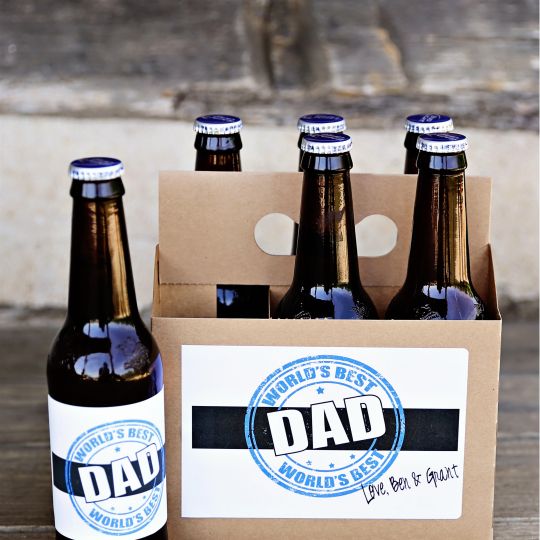 *Father’s Day Gift Alert* 6 Pack Personalized Bottle Carrier & Labels $10.99