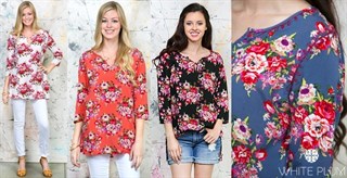 Tropical Garden Tunic! S-XL Sizing! 4 Colors! Just $13.99!