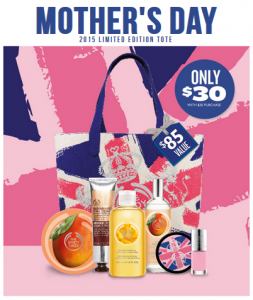 The Body Shop Mother’s Day Tote! Just $30 with purchase! ($85 Value)