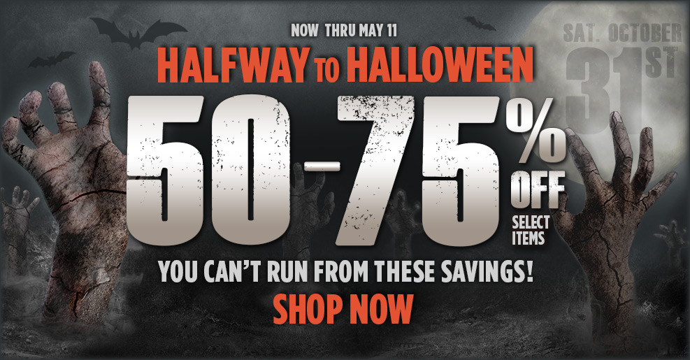 Halfway to Halloween! 50% – 75% Off at Spirit Halloween!