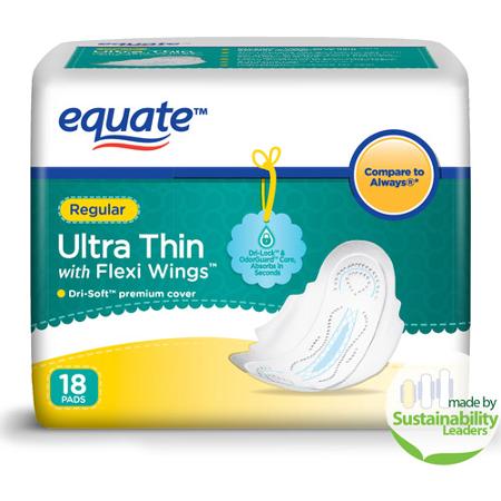 WALMART: Equate Ultra-Thin Pad With Wings Only $1.22 with Rare Coupon!