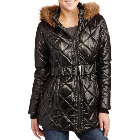 Women’s Long Quilted Puffer Coat With Fur-Trimmed Hood—$10 on Clearance!