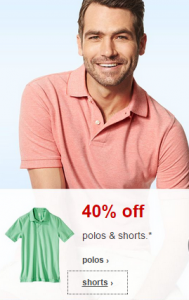 Men’s Polos and Shorts 40% Off at Target!
