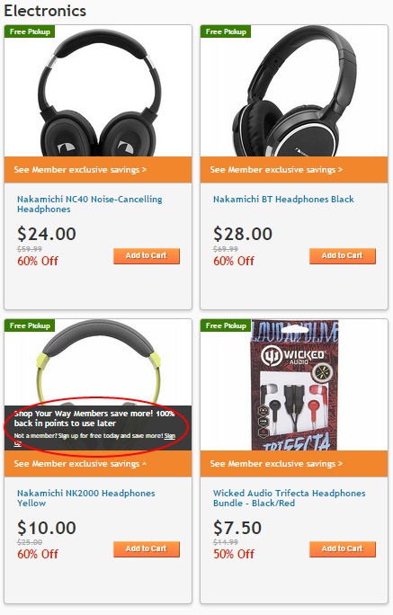 FREE Headphones or Ear Buds After Shop Your Way Reward Points!