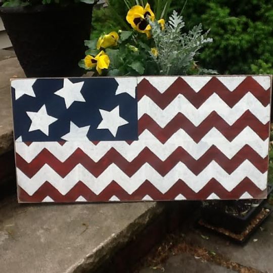 Wooden Chevron Hand Painted Flag $9.99