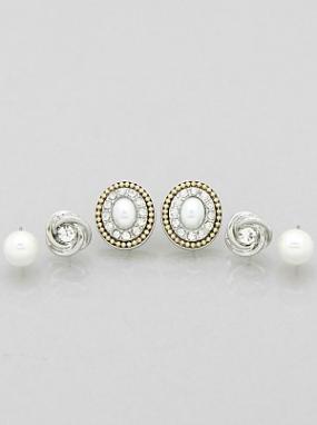 Pearl Stud Earrings 3 Pairs $7.23 + Free Shipping