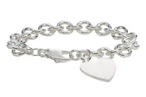 Silver Heart Tag Charm Bracelet $7.64 + Free Shipping
