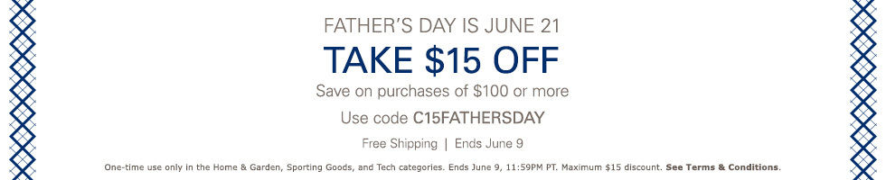 $15 off $100 Purchases for Father’s Day from eBay!