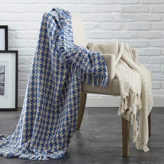 $11.99 – 100% Houndstooth Cotton Throws – 2 Pack!