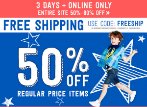 50% – 80% Off + FREE Shipping at Crazy 8 Today!