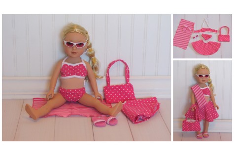 18 Inch Doll Clothing – 7 Piece Summer Swim Suit Set – Just $12.99!