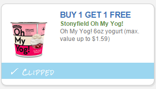 BOGO Free Stonyfield Oh My Yog! Yogurt Coupon