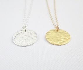 Hammered Circle Necklace in Silver and Gold $5.99