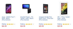 Get a pre-owned tablet for as low as $24.99! Kindle Fire, HP, Asus & More!