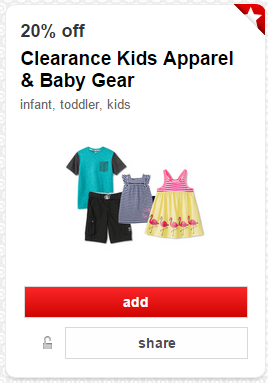 EXTRA 20% Off Clearance Kids Apparel & Baby Gear With Target Cartwheel!