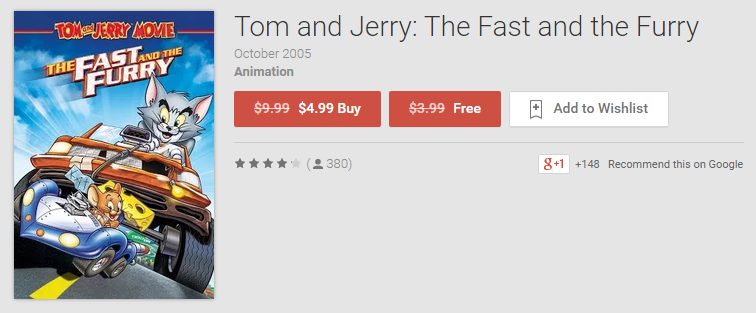 FREE Tom and Jerry: The Fast and the Furry Movie! (Google Play)