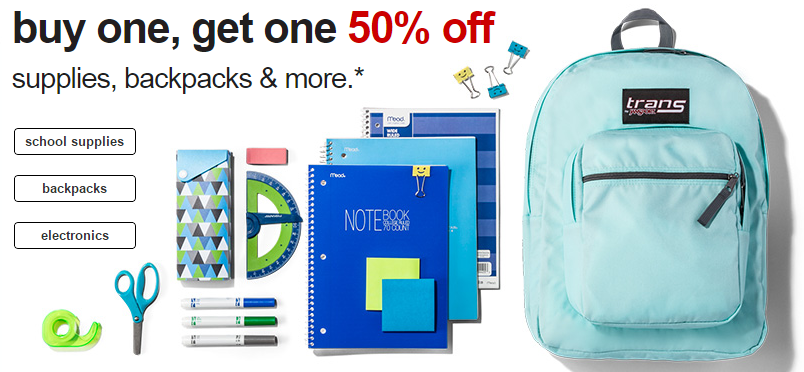 BOGO 50% Off Backpacks and School Supplies at Target
