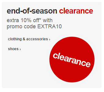 Huge Discounts on Clothing With Target EXTRA 10% Off Clearance!