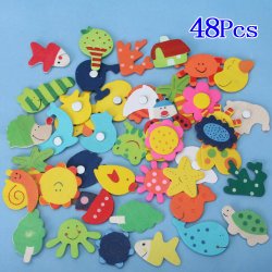 48pcs Colorful Wooden Cartoon Refrigerator Magnets – $2.87 Shipped!