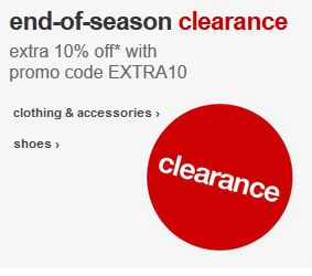 Target! Take and extra 10% off end-of-season clearance!