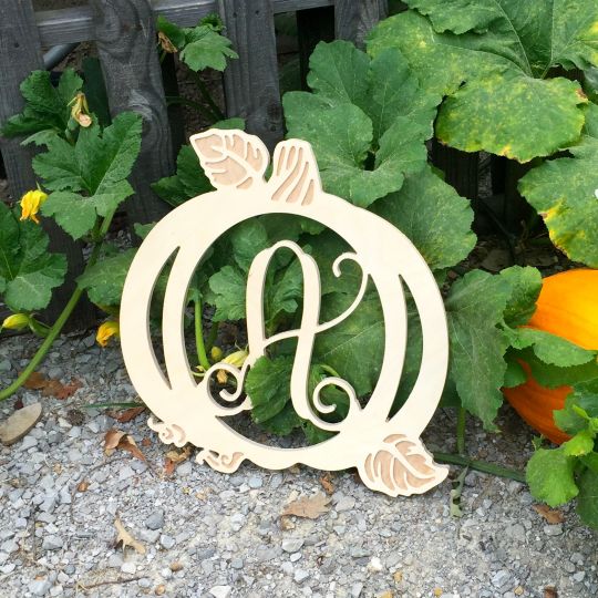 Unfinished Pumpkin Single Letter Monogram $19.99