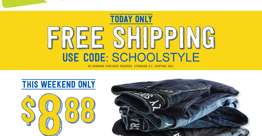 Today Only Crazy 8 Free Shipping + $8.88 Jeans!