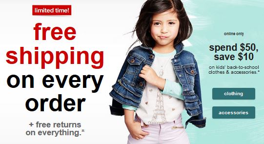 Free shipping on all orders from Target!