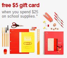 Free $5 Target Gift Card with $25 in School Supplies + Free Shipping!