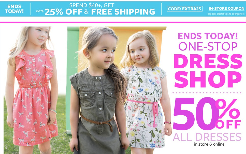 Extra 25% OFF + Free Shipping From Carters + Sales!