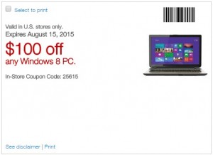 $100 Off any Windows 8 PC at Staples! (In-store)