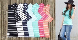 $4.99 – Stripes Ahoy Tee! 12 Color Options!